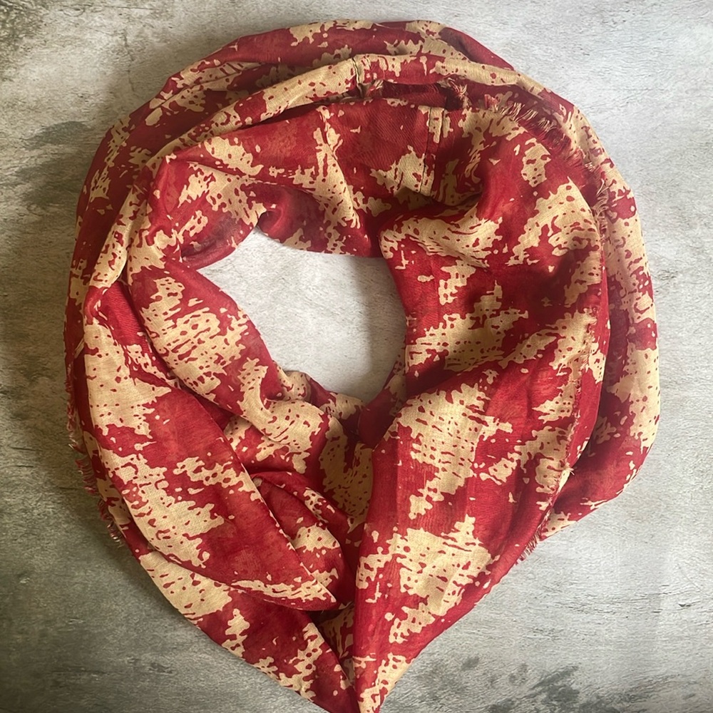 Red & Beige Fall Infinity Scarf, Cejon